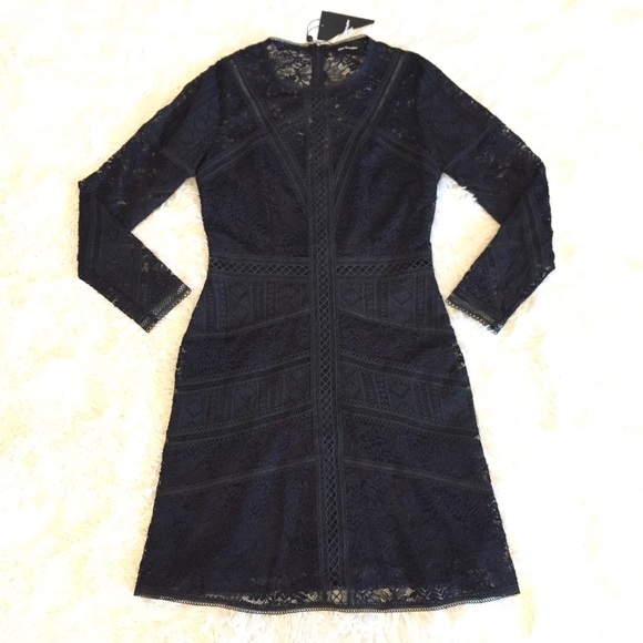NWT $415 The Kooples Black Lace Long Sleeve Dress SZ Small - Picture 5 of 8